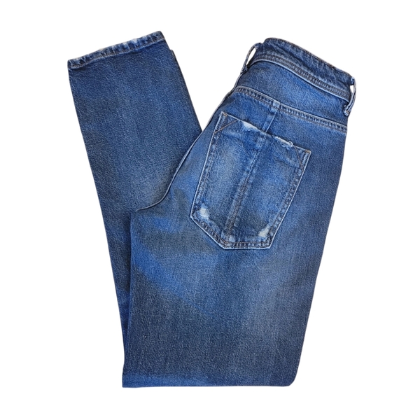 Zara Distressed Blue Straight Leg Denim Jeans Size 4 - Picture 2 of 4
